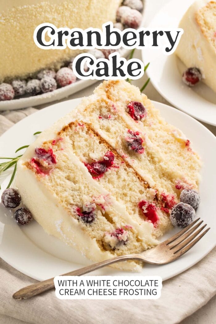 Pin graphic for cranberry cake