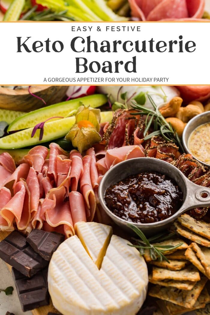 Pin graphic for keto charcuterie board