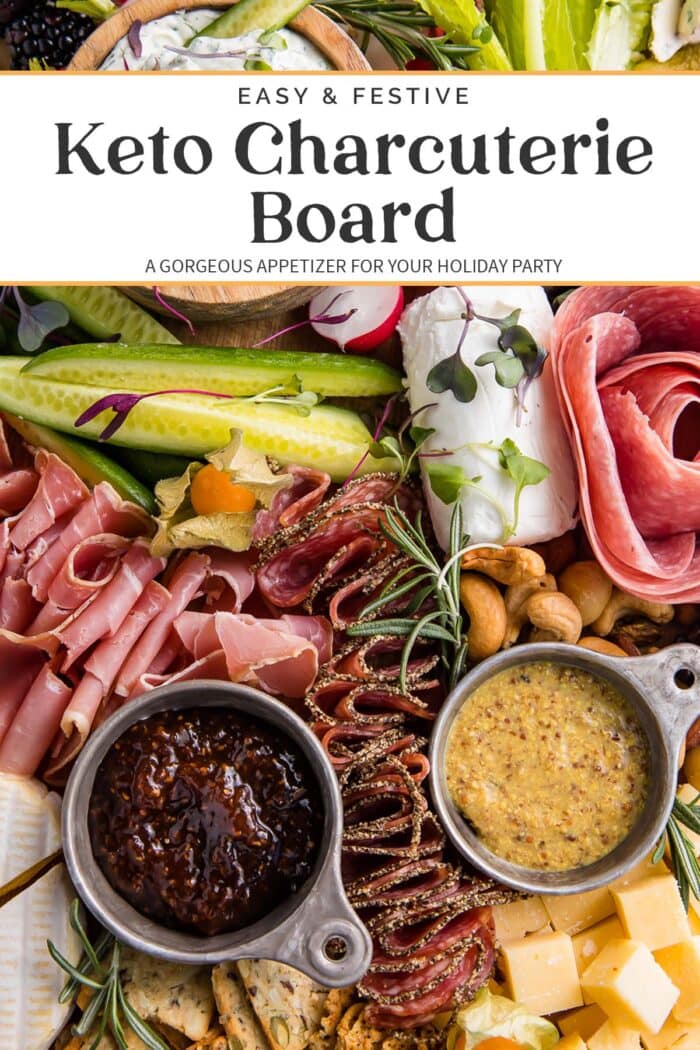 Pin graphic for keto charcuterie board