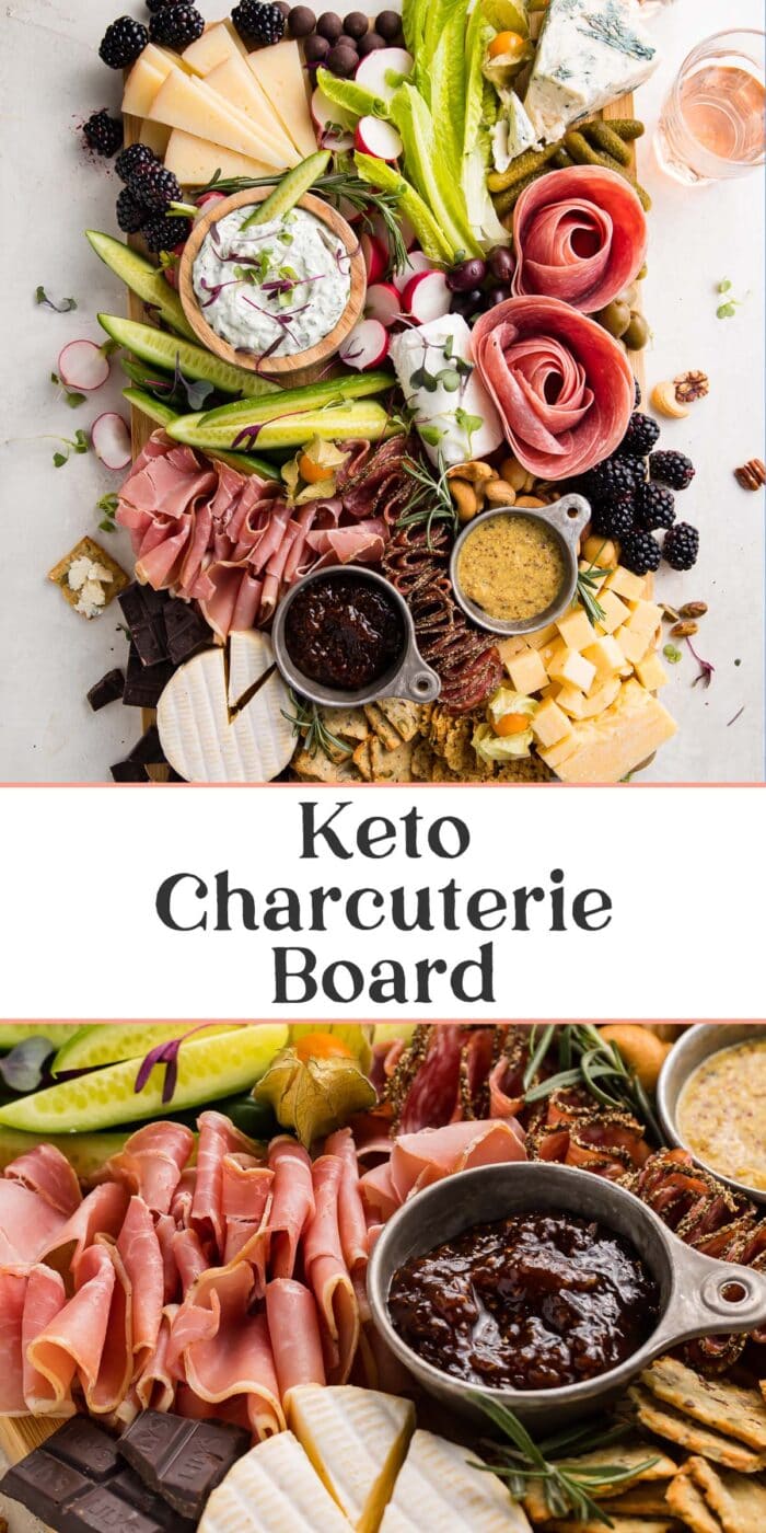 Pin graphic for keto charcuterie board