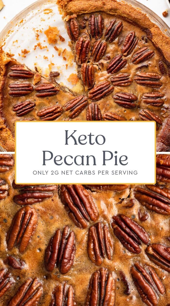 Pin graphic for keto pecan pie