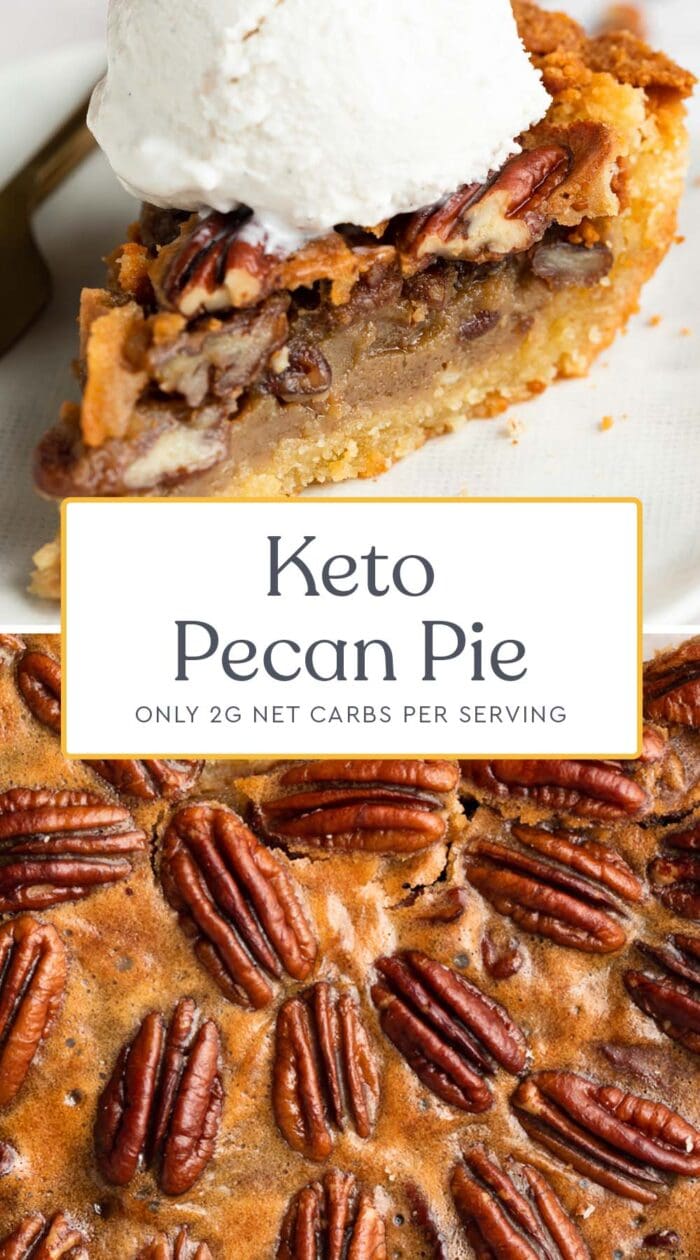 Pin graphic for keto pecan pie