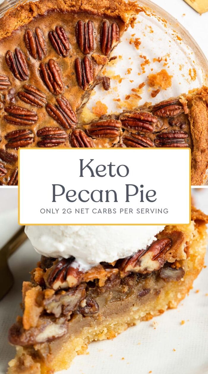 Pin graphic for keto pecan pie