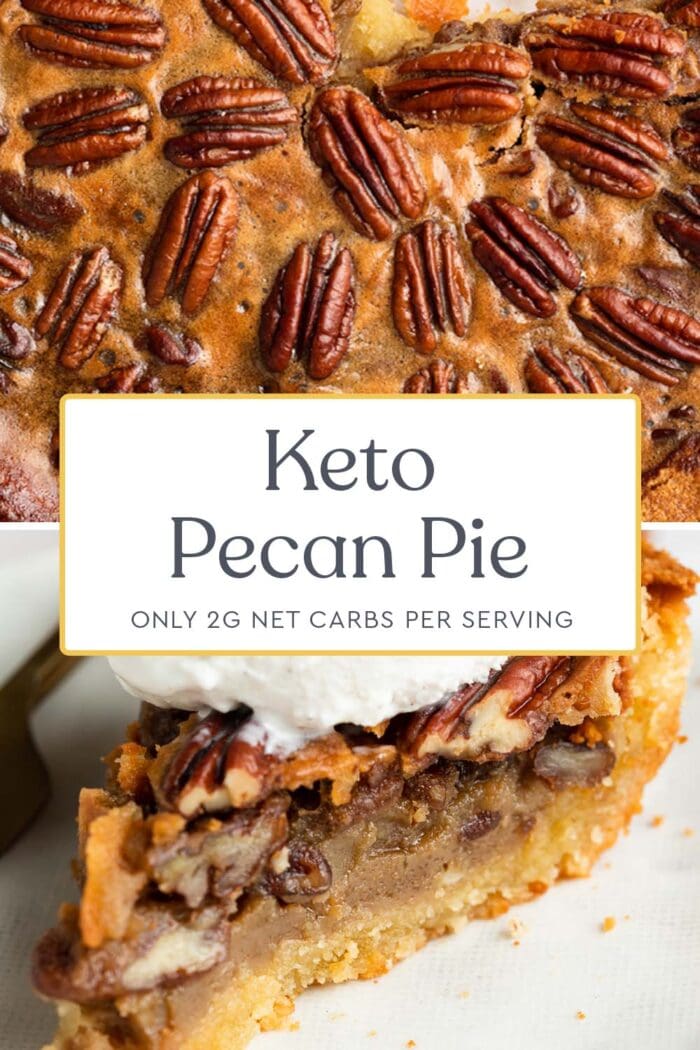 Pin graphic for keto pecan pie