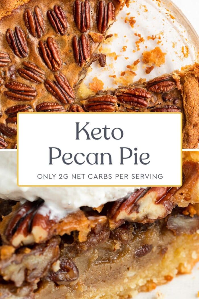 Pin graphic for keto pecan pie