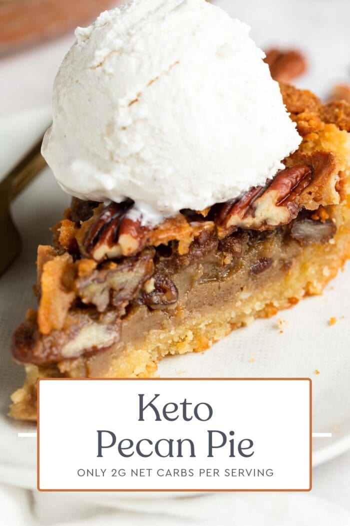 Pin graphic for keto pecan pie