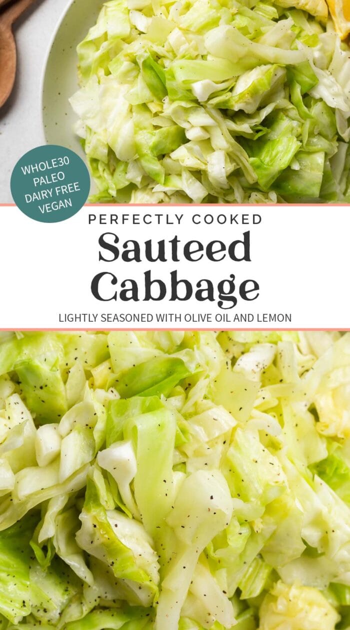 Pin graphic for sauteed cabbage