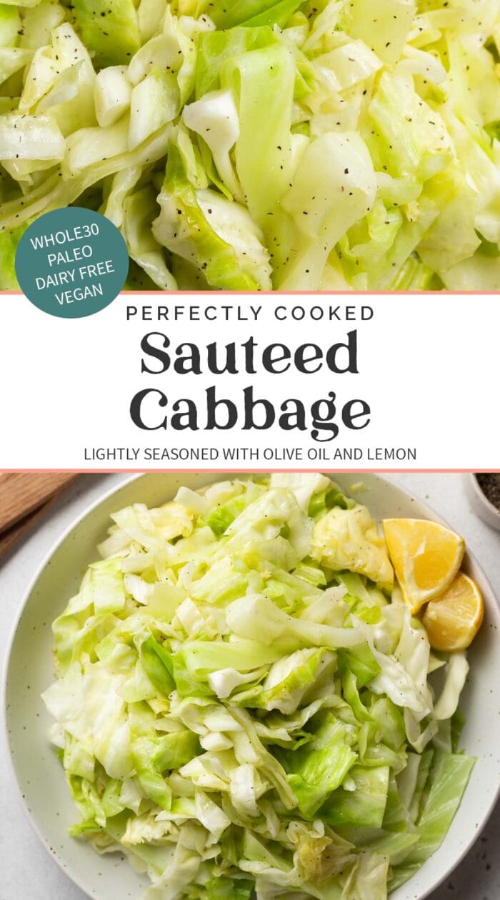 Pin graphic for sauteed cabbage