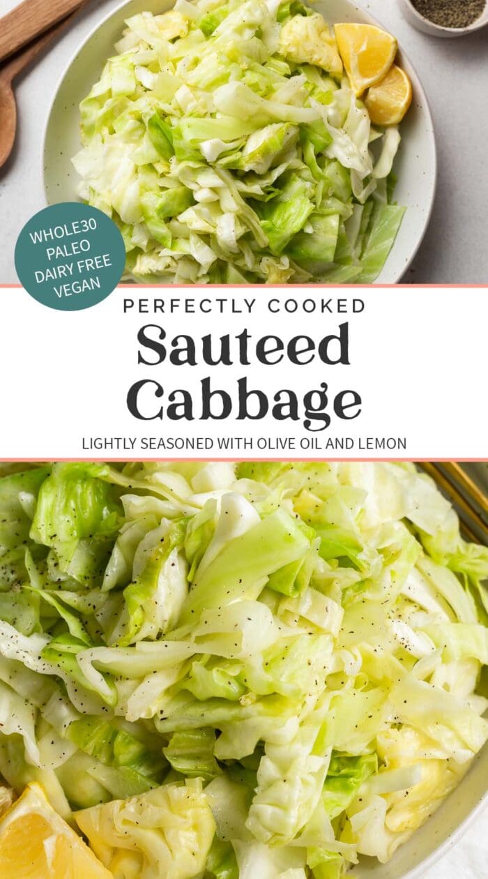 Pin graphic for sauteed cabbage