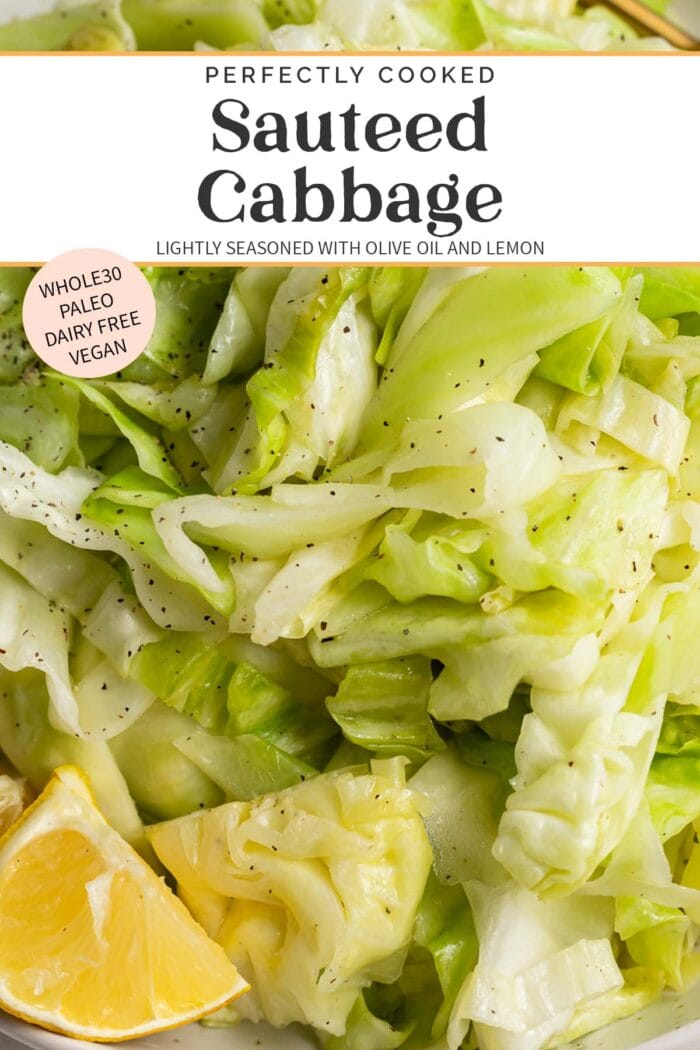 Pin graphic for sauteed cabbage