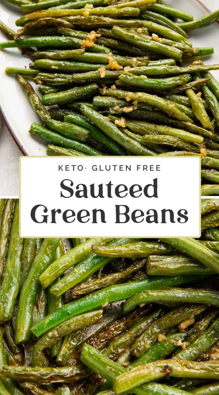 Pin graphic for sauteed green beans