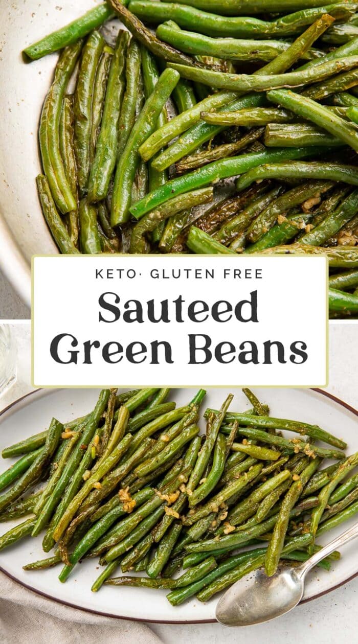 Pin graphic for sauteed green beans