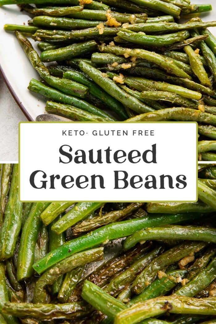 Pin graphic for sauteed green beans