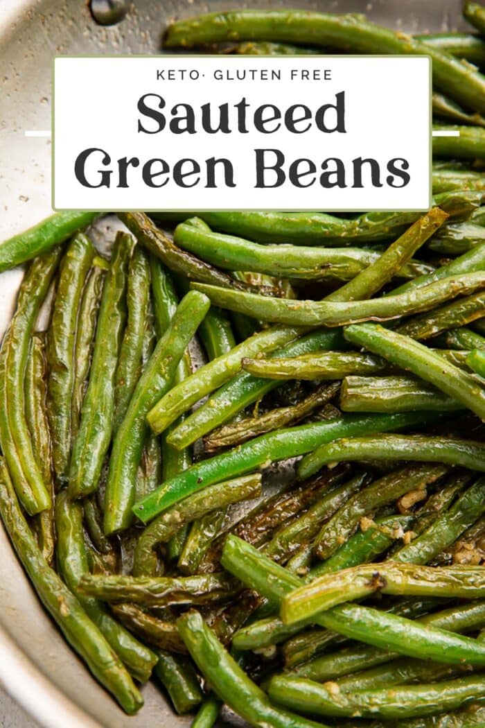 Pin graphic for sauteed green beans