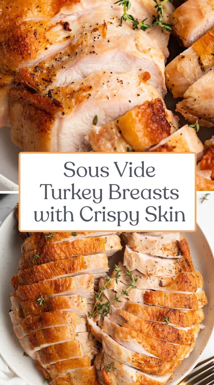 Pin graphic for sous vide turkey breasts