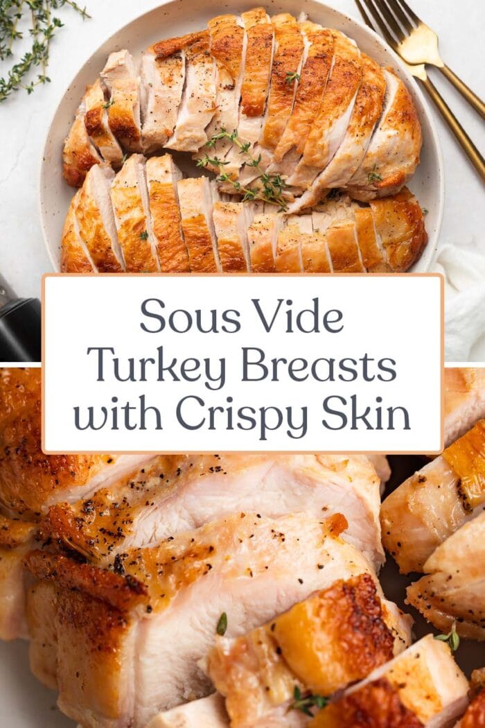 Pin graphic for sous vide turkey breasts