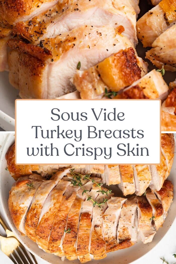 Pin graphic for sous vide turkey breasts