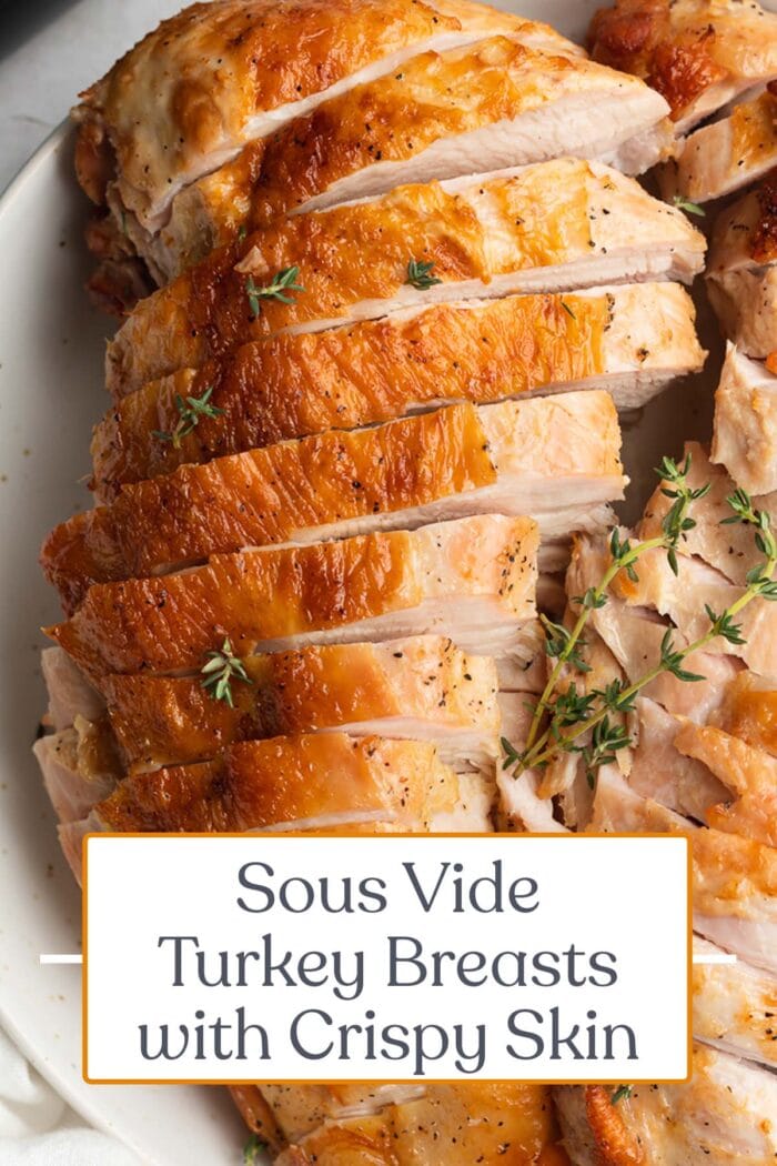 Pin graphic for sous vide turkey breasts