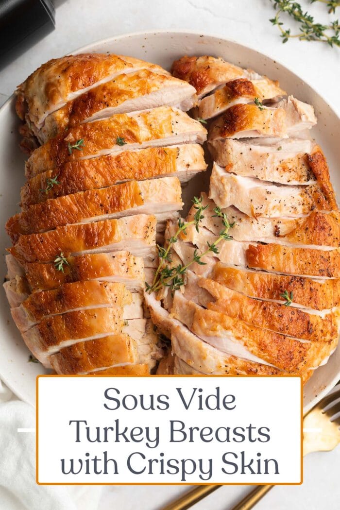 Pin graphic for sous vide turkey breasts