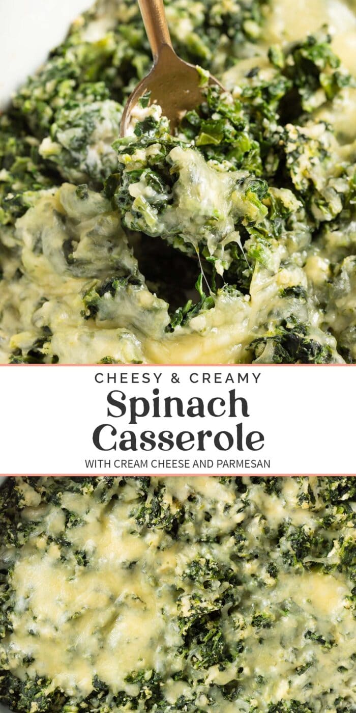 Pin graphic for spinach casserole