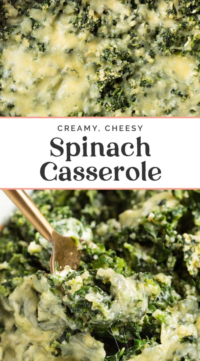 Pin graphic for spinach casserole