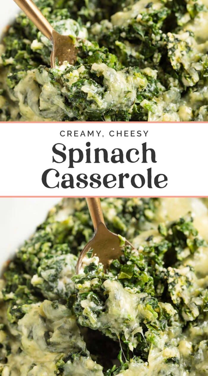 Pin graphic for spinach casserole