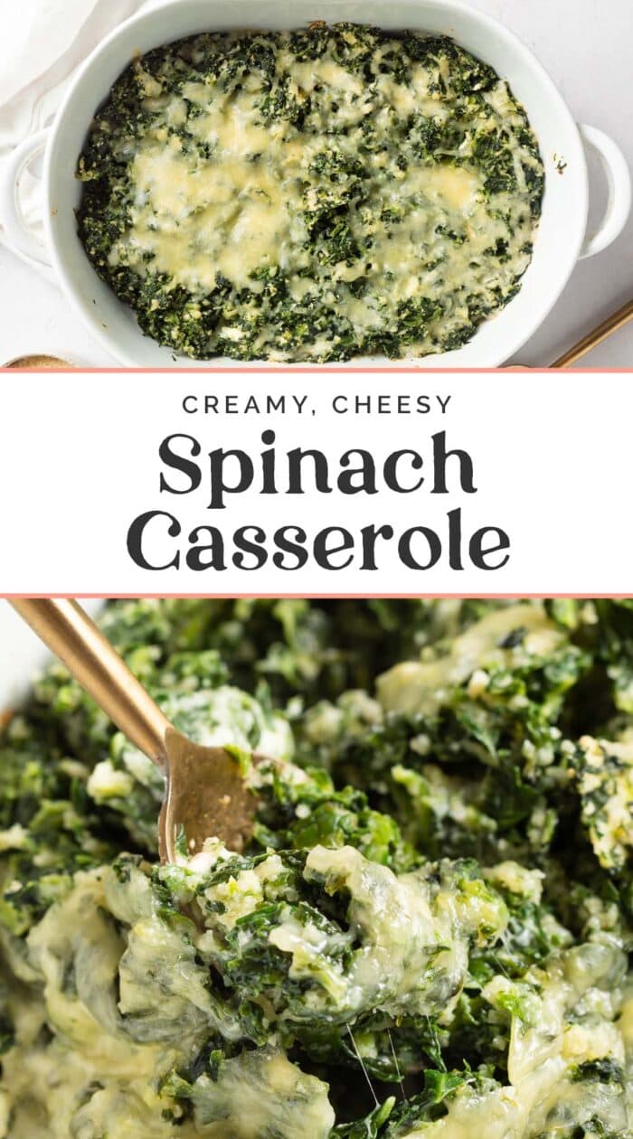 Pin graphic for spinach casserole