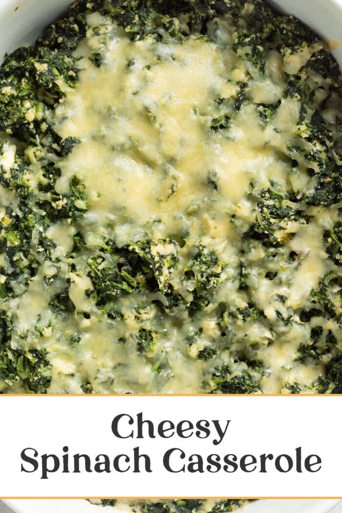 Pin graphic for spinach casserole