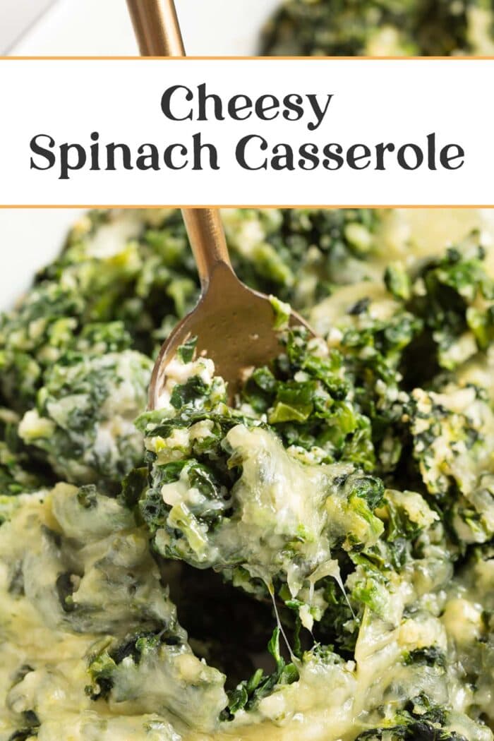 Pin graphic for spinach casserole