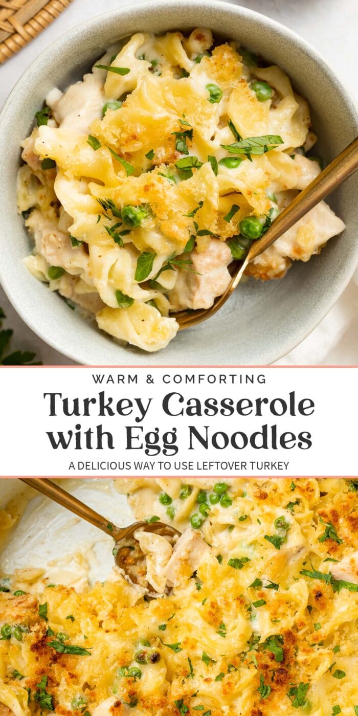 Pin graphic for turkey casserole