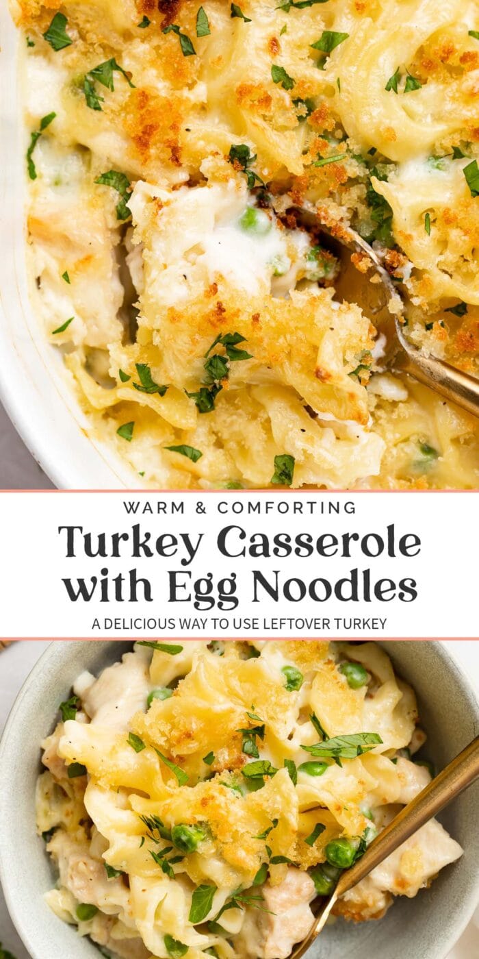 Pin graphic for turkey casserole