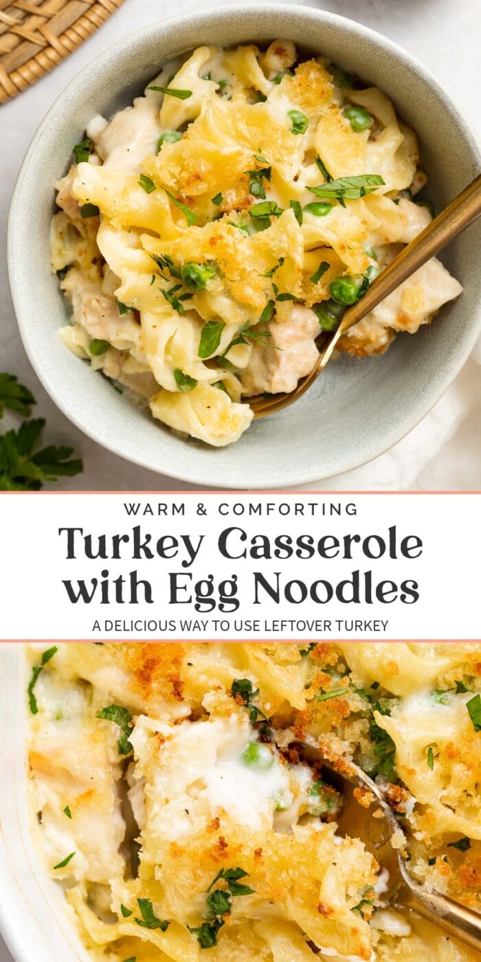 Pin graphic for turkey casserole