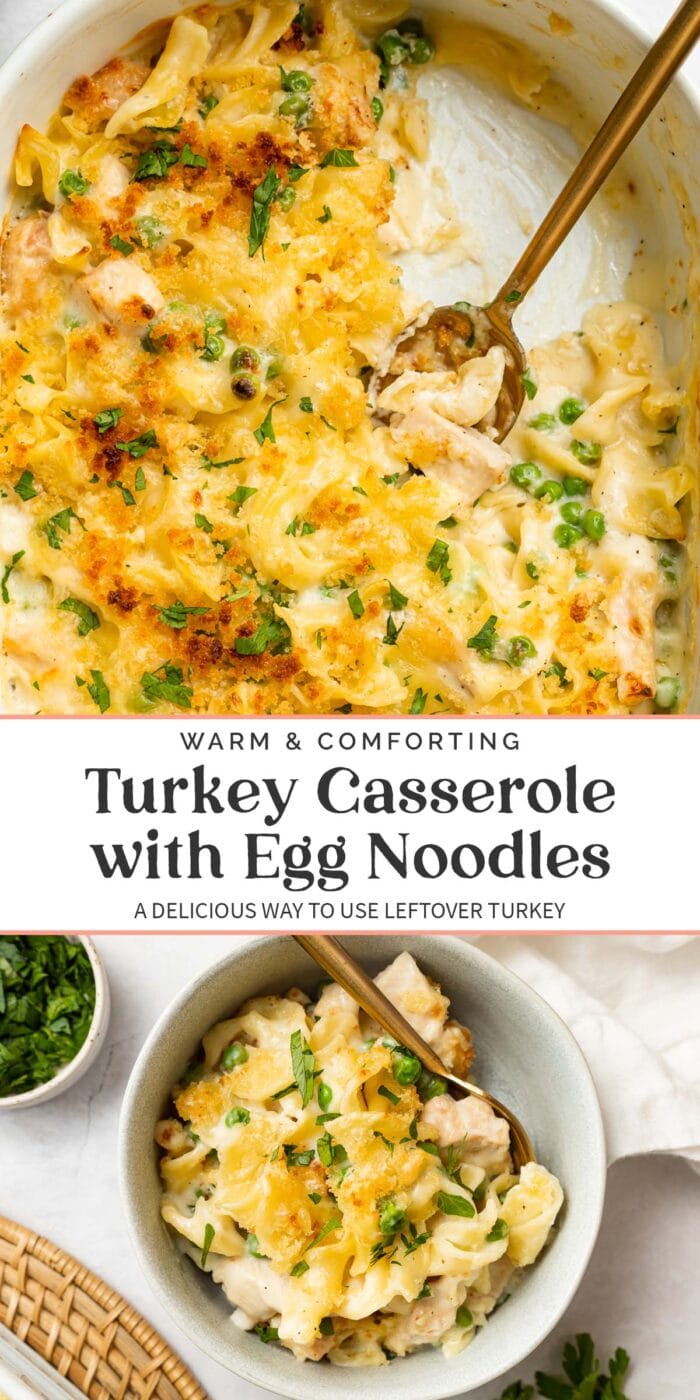 Pin graphic for turkey casserole