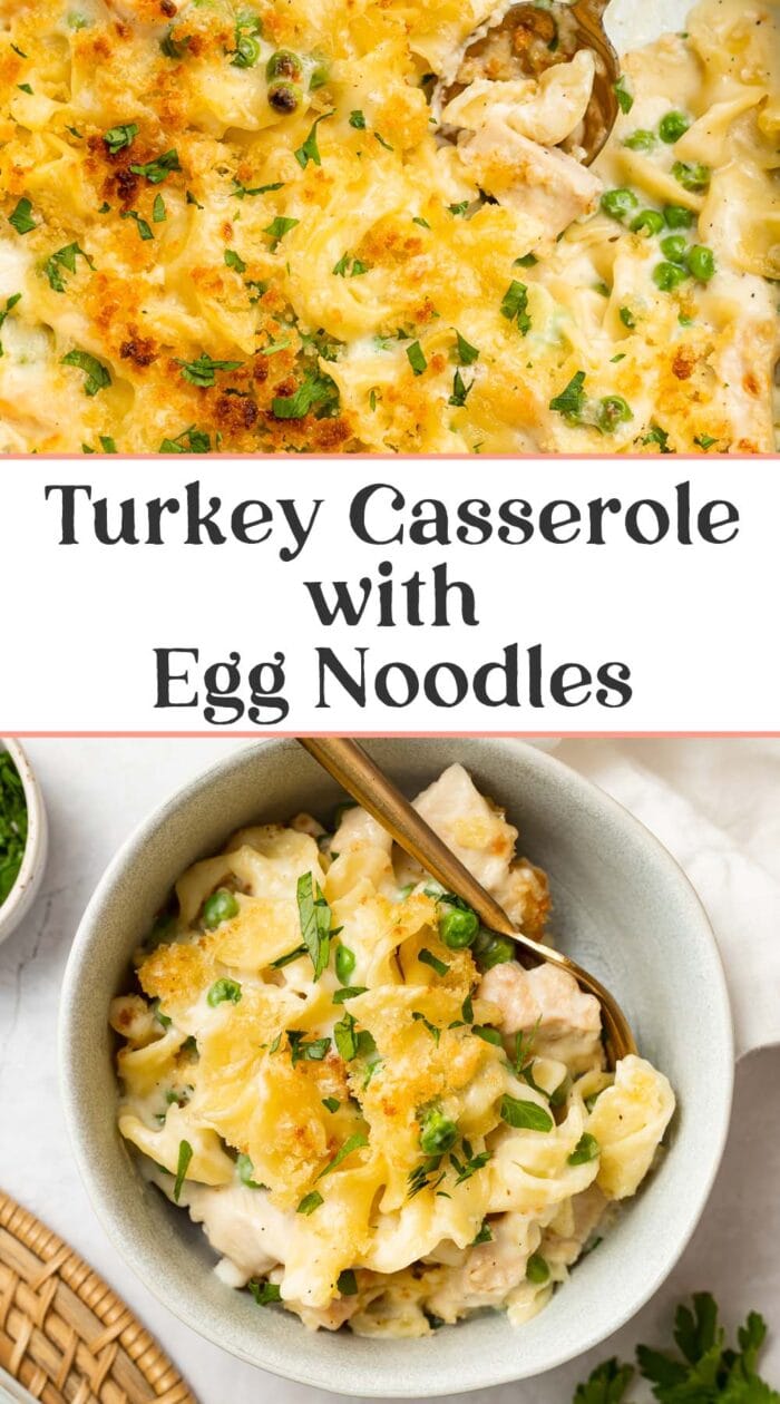 Pin graphic for turkey casserole