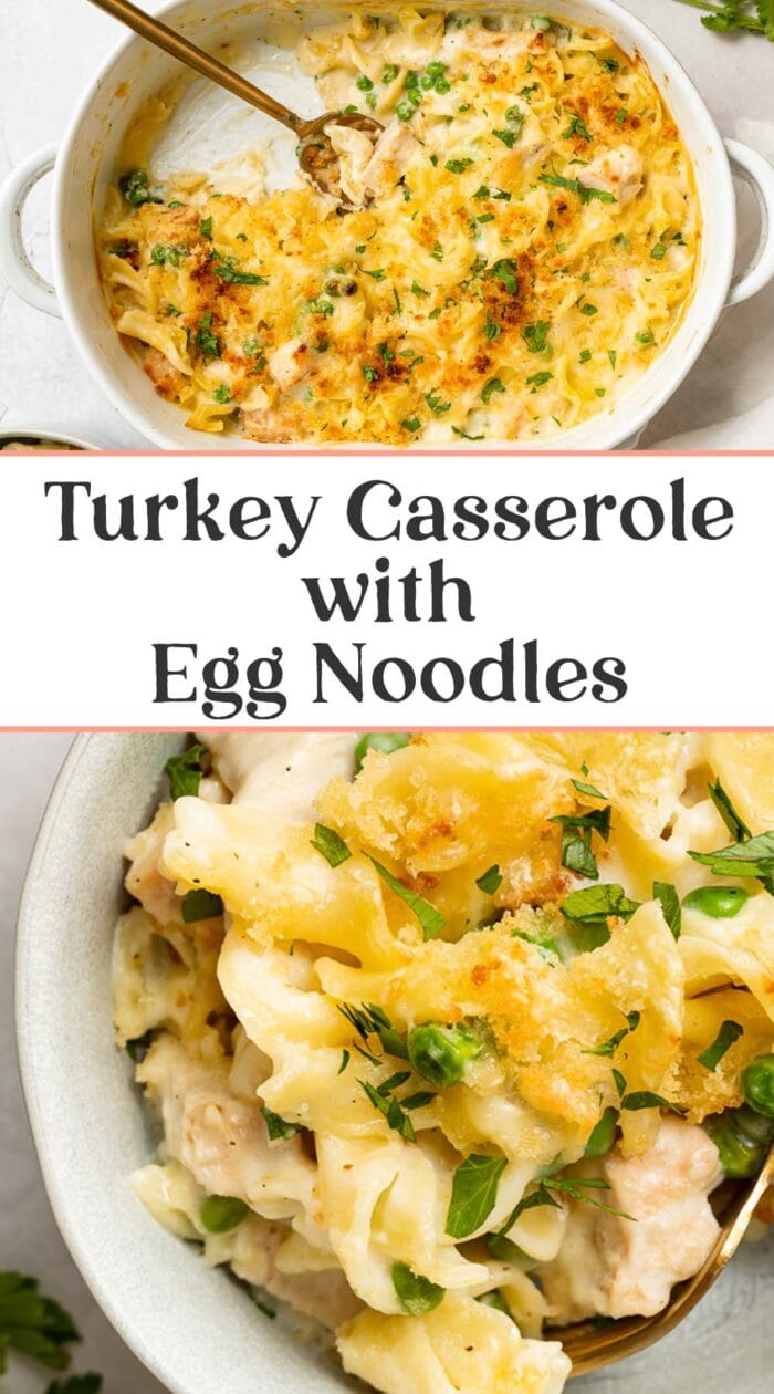 Pin graphic for turkey casserole