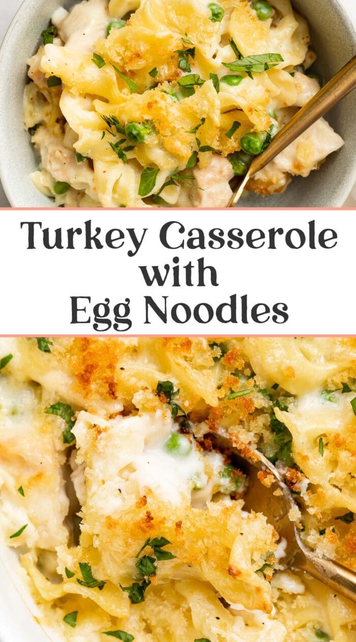 Pin graphic for turkey casserole