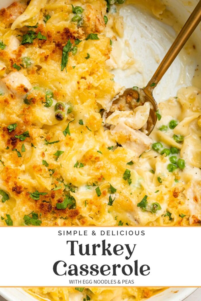 Pin graphic for turkey casserole