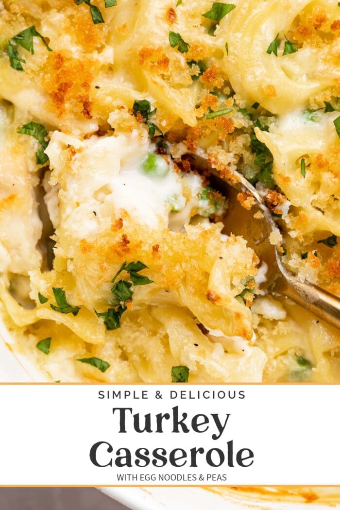 Pin graphic for turkey casserole