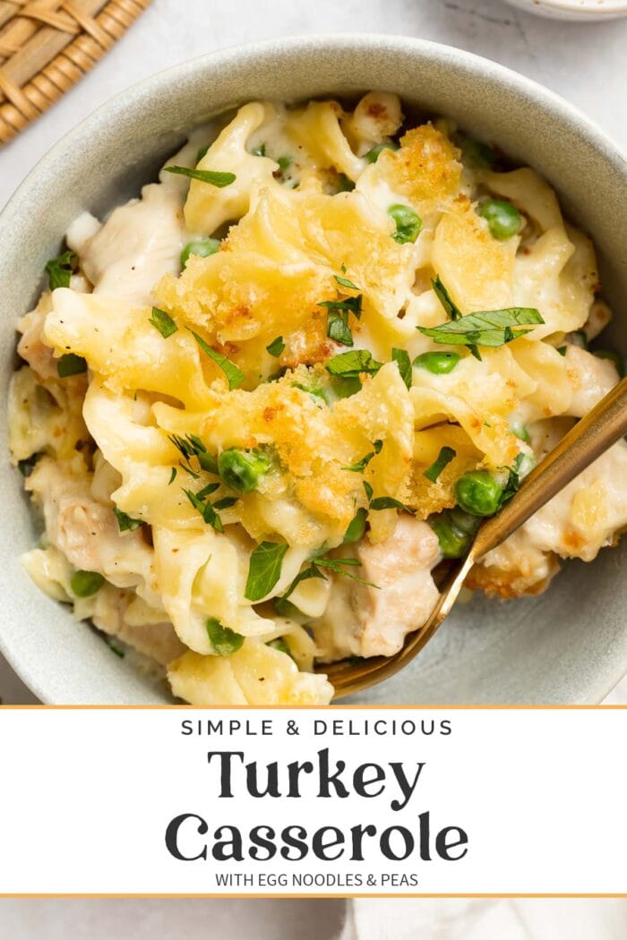 Pin graphic for turkey casserole