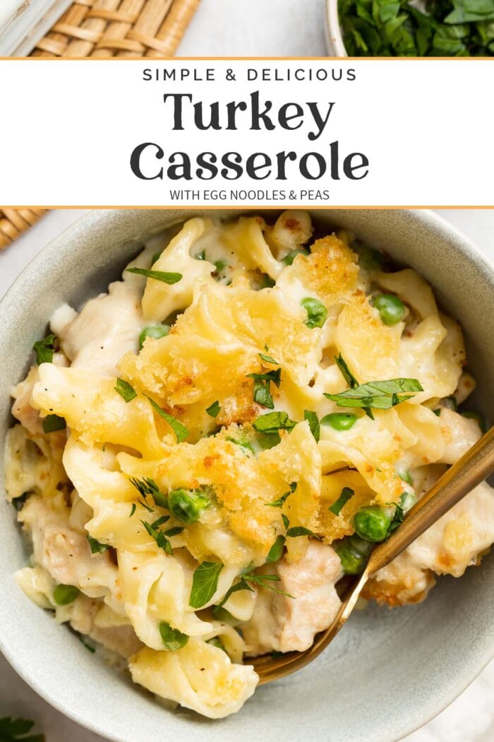 Pin graphic for turkey casserole