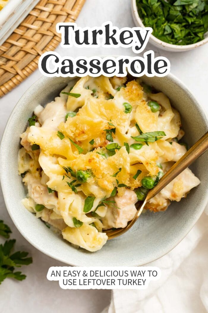 Pin graphic for turkey casserole