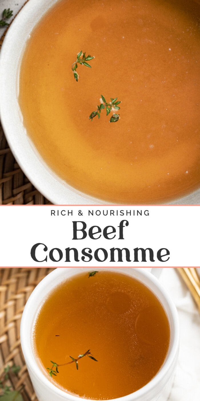 Pin graphic for beef consommé