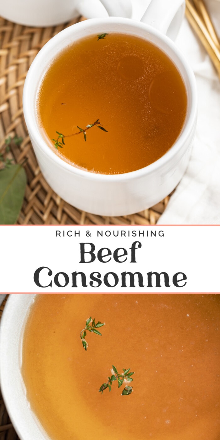 Pin graphic for beef consommé