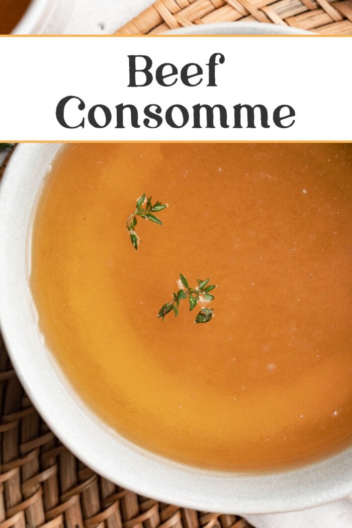 Pin graphic for beef consommé