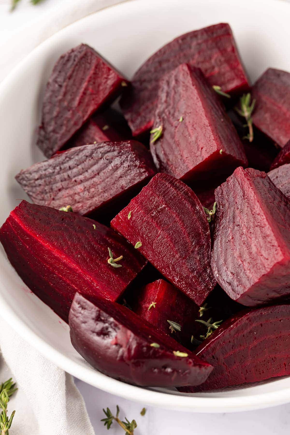 instant Pot beets in a large white bowl