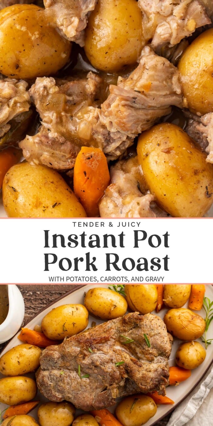 Pin graphic for Instant Pot pork roast