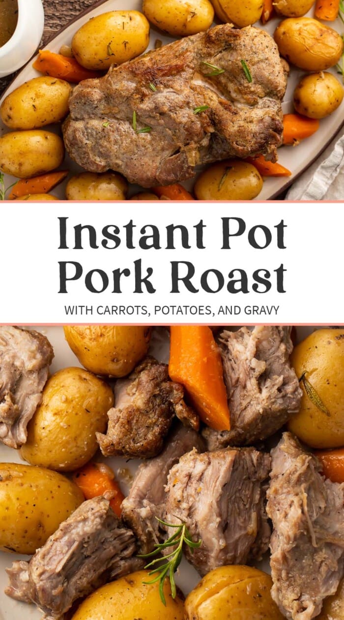 Pin graphic for Instant Pot pork roast