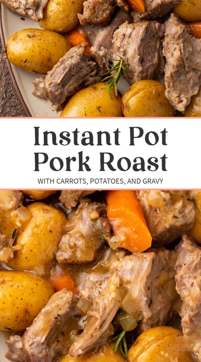 Pin graphic for Instant Pot pork roast