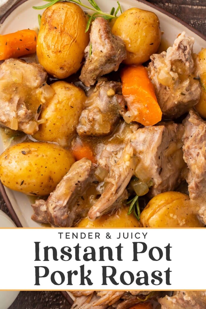 Pin graphic for Instant Pot pork roast