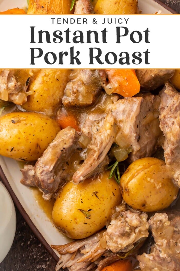 Pin graphic for Instant Pot pork roast